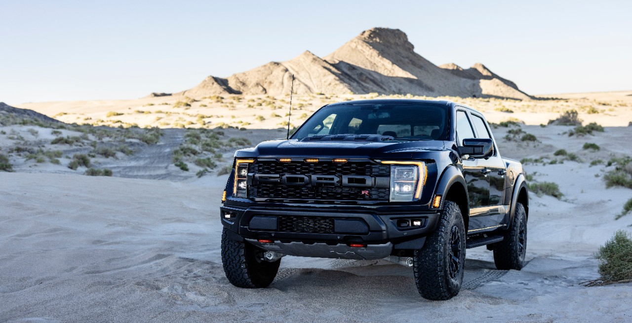 2023 F-150 Raptor R outside in Antimatter Blue